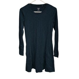 Toad & Co Organic Cotton Blue Teal Long Sleeve Scoop Neck Dress Size Small